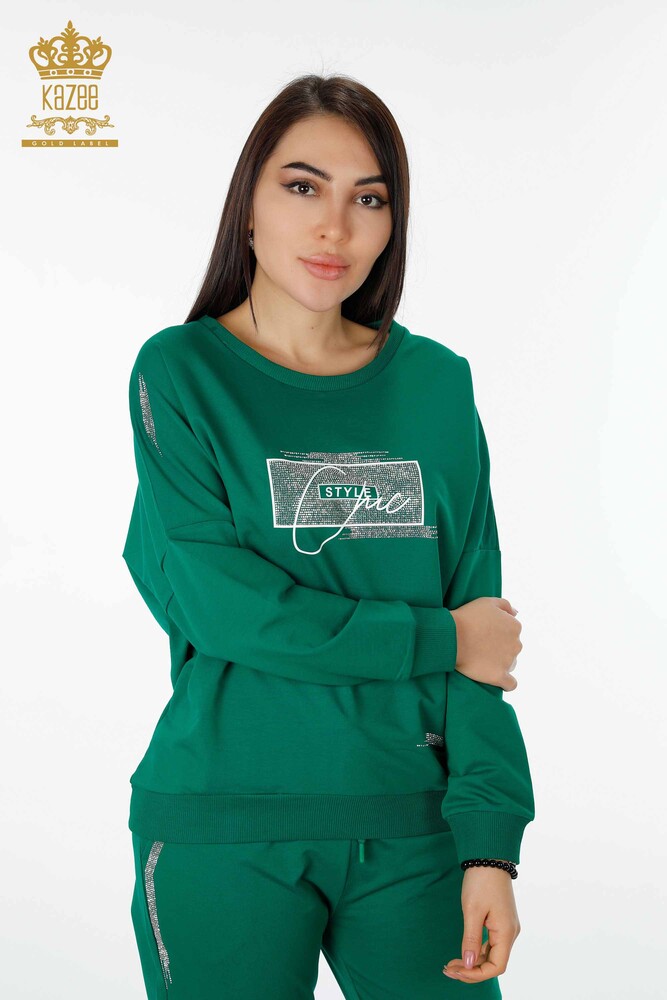 Venta al por mayor Conjunto Chándal Mujer Crystal Stone Bordado Verde - 17461 | kazee - 2