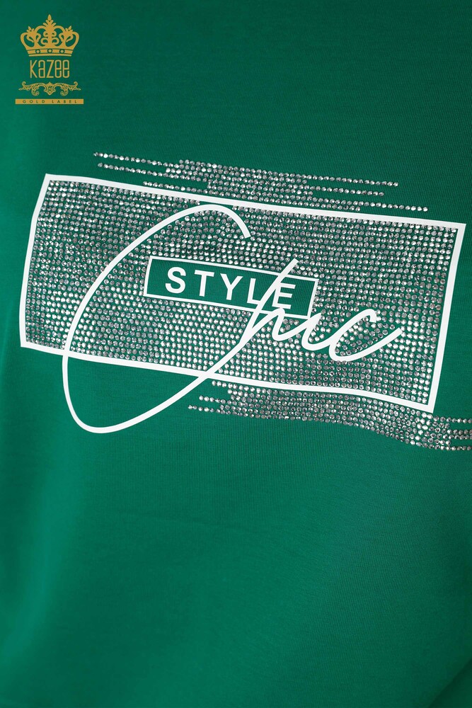 Venta al por mayor Conjunto Chándal Mujer Crystal Stone Bordado Verde - 17461 | kazee - 4