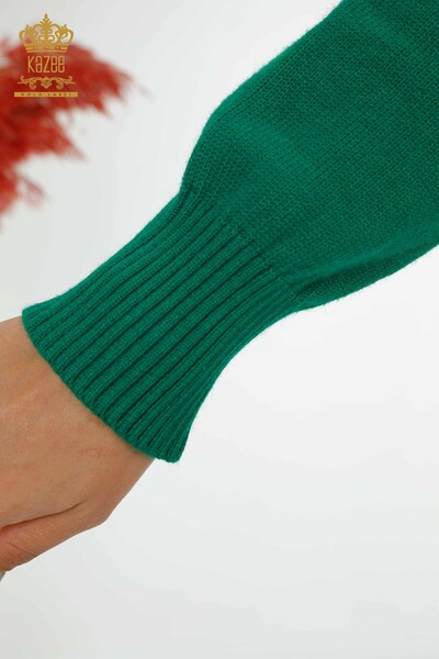 Venta al por mayor Suéter de punto para mujer con lazo lateral estampado verde - 30000 | kazee - 6