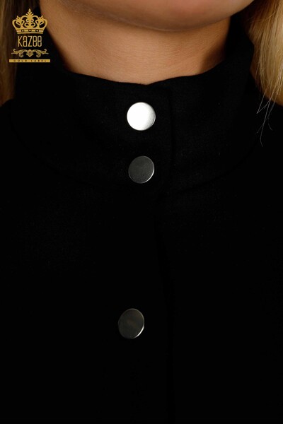 Venta al por mayor Conjunto de chándal para mujer con botones detallados Negro Crudo - 17594 | KAZEE - Thumbnail