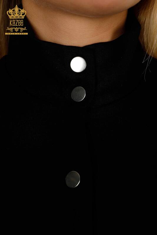 Venta al por mayor Conjunto de chándal para mujer con botones detallados Negro Crudo - 17594 | KAZEE