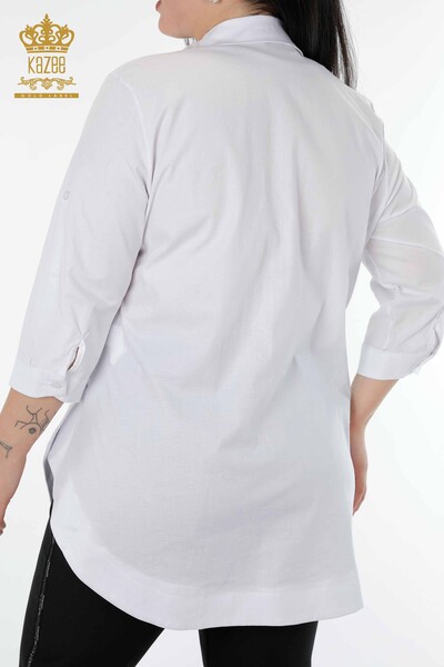 Venta al por mayor Camisa de Mujer Patrón Pájaro Blanco - 20129 | kazee - Thumbnail
