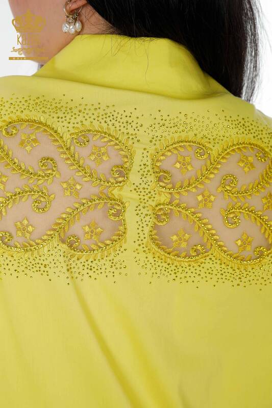 Venta al por mayor Camisa Mujer Tul Detallado Amarillo - 20099 | kazee