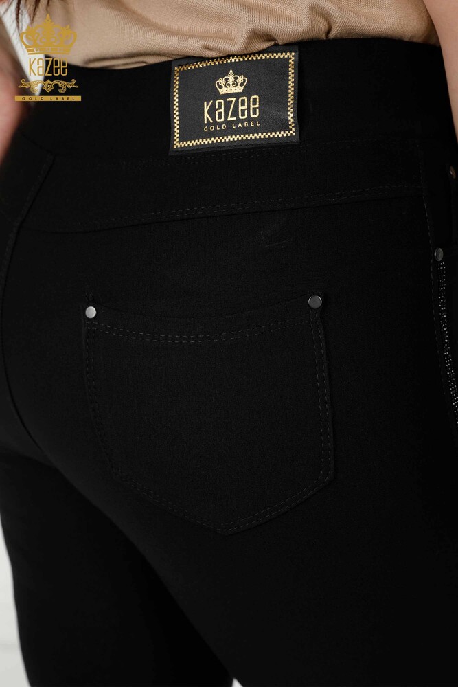 Venta al por mayor Pantalón Mujer Negro Con Estampado Floral - 3400 | kazee - 10