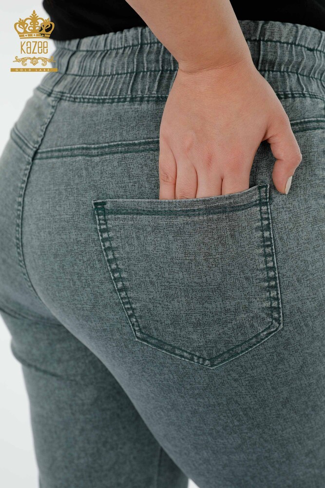 ligado Preescolar danés Venta al por mayor Pantalones Mujer Cintura Elástica Con Bolsillo Caqui -  3501 | kazee
