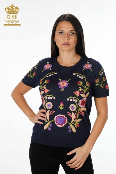 Venta al por mayor Prendas de punto para mujer con estampado floral de colores American Model Stone - 16755 | kazee - Thumbnail