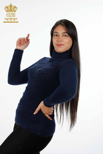 Venta al por mayor Suéter de cuello alto con estampado de prendas de punto para mujer - 18720 | kazee - Thumbnail