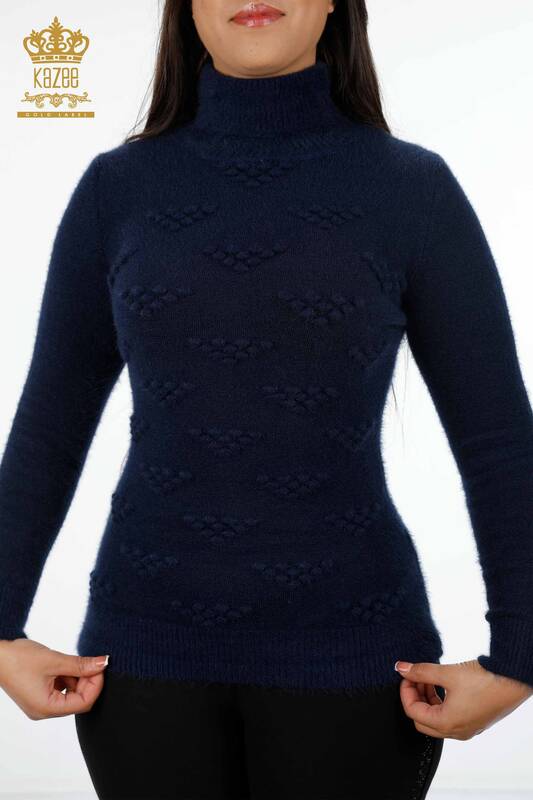 Venta al por mayor Suéter de cuello alto con estampado de prendas de punto para mujer - 18720 | kazee