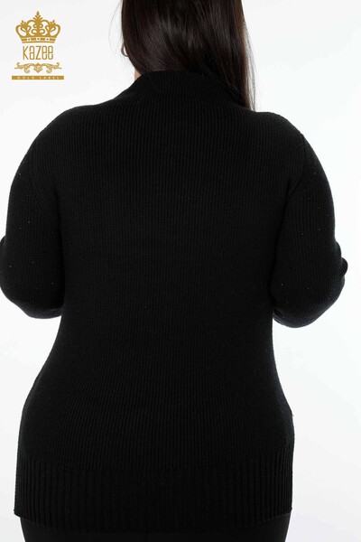 Venta al por mayor Suéter de punto de mujer con cuello de pie Crystal Stone bordado - 16901 | kazee - Thumbnail