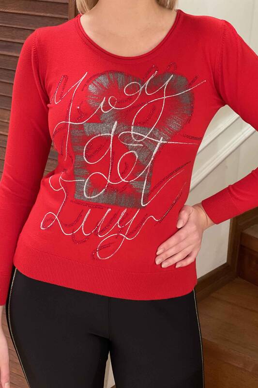 Venta al por mayor Suéter de Punto para Mujer con Cuello Redondo Estampado - 16514 | kazee