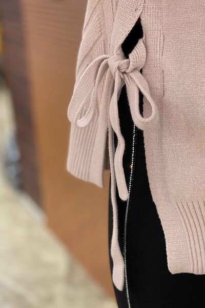 Venta al por mayor de prendas de punto para mujer suéter de cuello alto atado a los lados - 19082 | kazee - Thumbnail