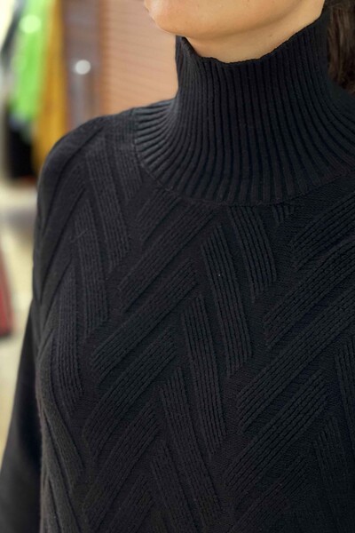 Venta al por mayor de prendas de punto para mujer suéter de cuello alto atado a los lados - 19082 | kazee - Thumbnail