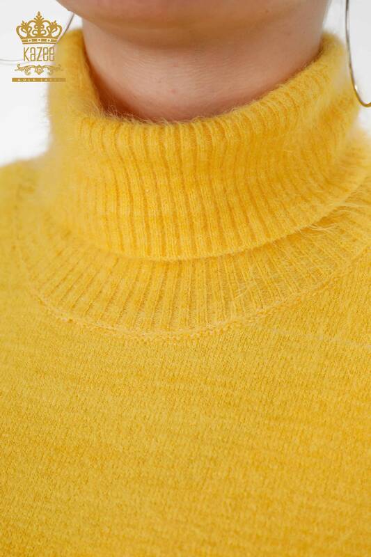Venta al por mayor de prendas de punto para mujer, suéter de cuello alto, manga larga, logotipo - 18843 | kazee