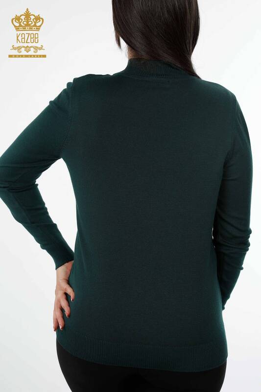 Venta al por mayor de prendas de punto para mujer, línea de suéter, cuello alto detallado, manga larga - 16980 | kazee