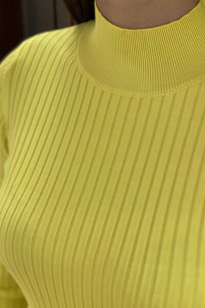 Venta al por mayor Suéter de punto para mujer Botón de cuello levantado detallado - 16238 | kazee - Thumbnail
