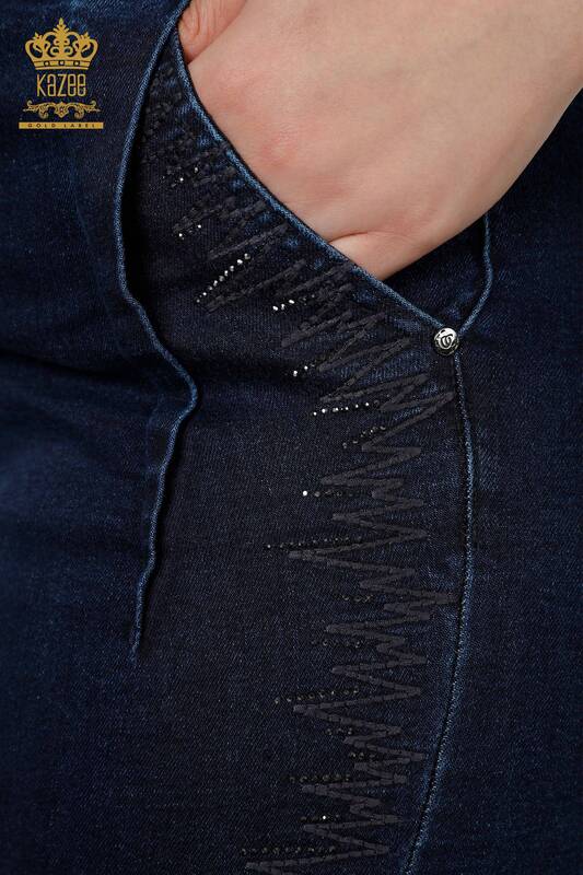 Venta al por mayor Pantalón Mujer Cintura Elástica Azul Marino - 3654 | kazee