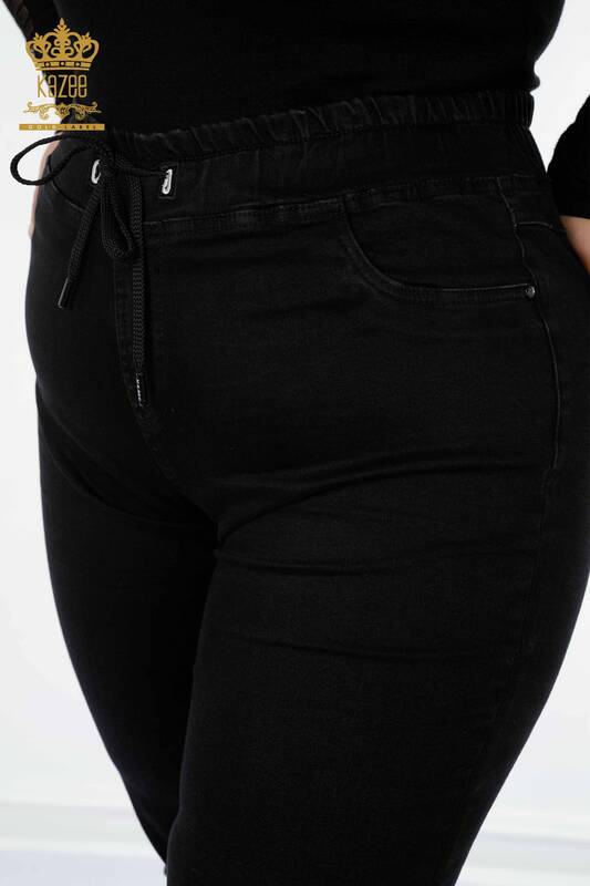 Venta al por mayor Pantalones De Mujer Negros Con Elástico En La Cintura - 3660 | kazee