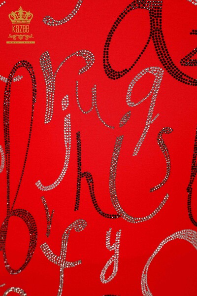 Grossiste Chemisier Femme Détail Lettre Rouge - 78833 | KAZEE - 3