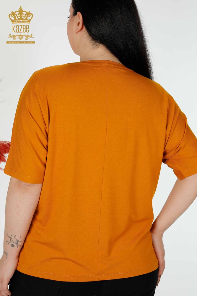 Grossiste Femme Chemisier Lettre Détaillée Tan - 78833 | KAZEE - 6