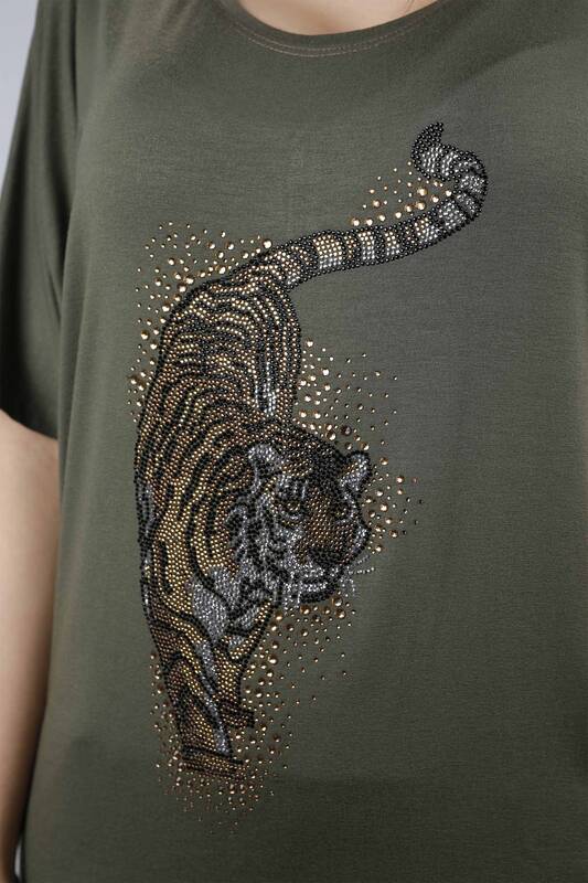 Vente en gros Tiger Pattern Stone Broderie Brodé Blouse Pour Femmes - 77650 | KAZEE