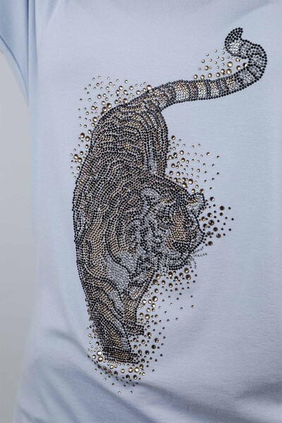 Vente en gros Tiger Pattern Stone Broderie Brodé Blouse Pour Femmes - 77650 | KAZEE - Thumbnail