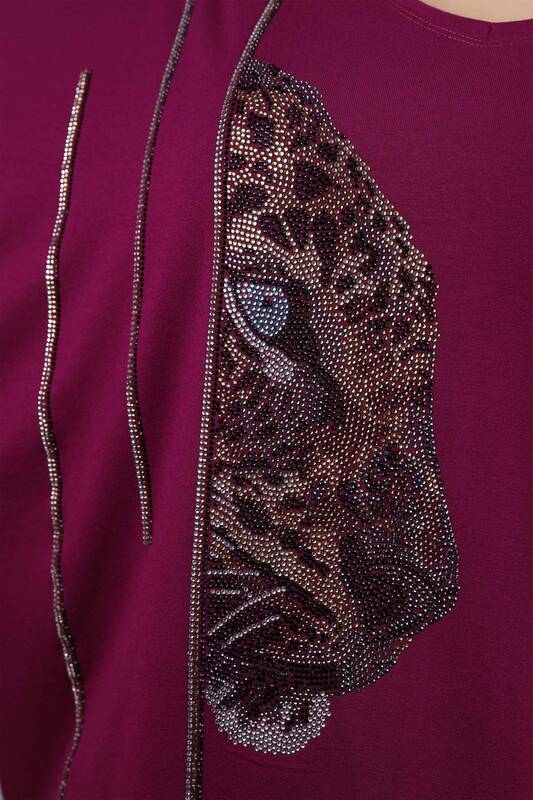 Vente en gros de chemisier brodé de broderie de pierre de motif de tigre pour les femmes - 77880 | KAZEE