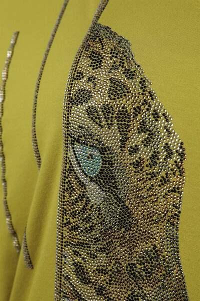 Vente en gros de chemisier brodé de broderie de pierre de motif de tigre pour les femmes - 77880 | KAZEE - Thumbnail