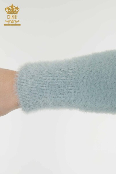 Grossiste Cardigan Femme Angora Bleu Clair - 19099 | KAZEE - 5