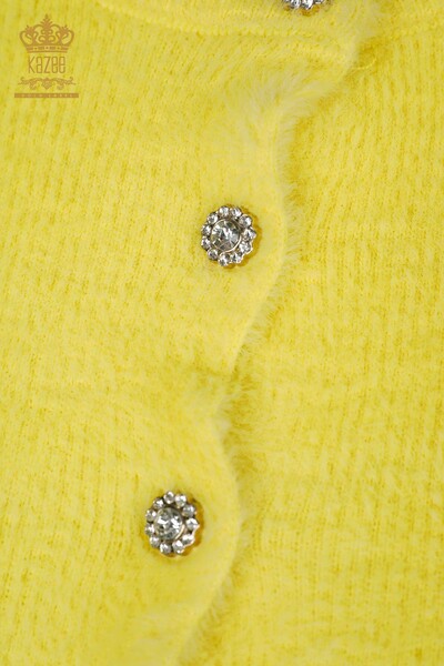 Grossiste Cardigan Femme Angora Jaune - 19099 | KAZEE - 4