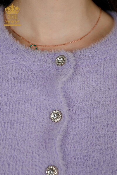 Grossiste Cardigan Femme Angora Lilas - 19099 | KAZEE - 3