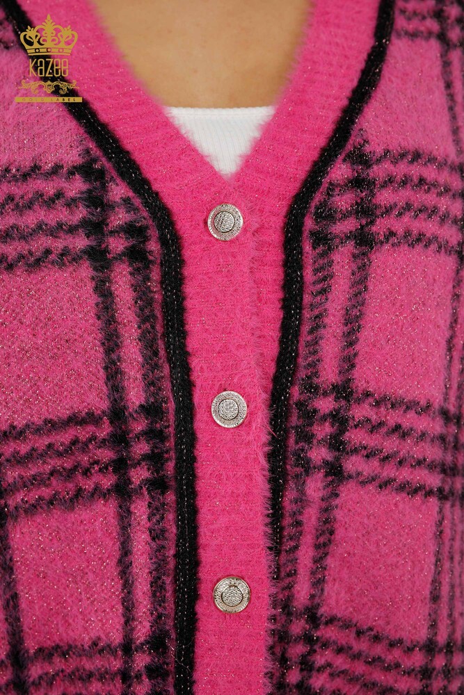 Vente en Gros Cardigan Femme - Deux Couleurs - Angora - Fuchsia - 30177 | KAZEE - 4