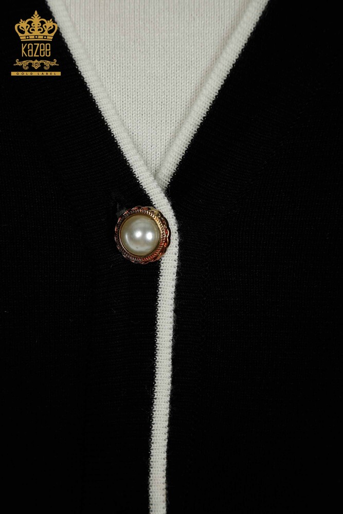 Grossiste Cardigan Femme Poche Boutonnée Noir - 30148 | KAZEE - 4