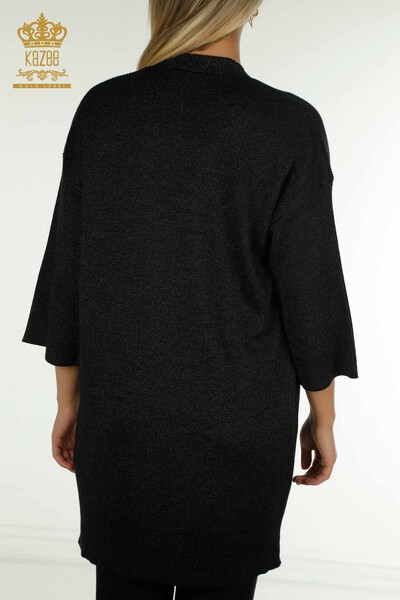 Cardigan pour femmes en gros noir avec transition pailletée - 30135 | KAZEE - 7