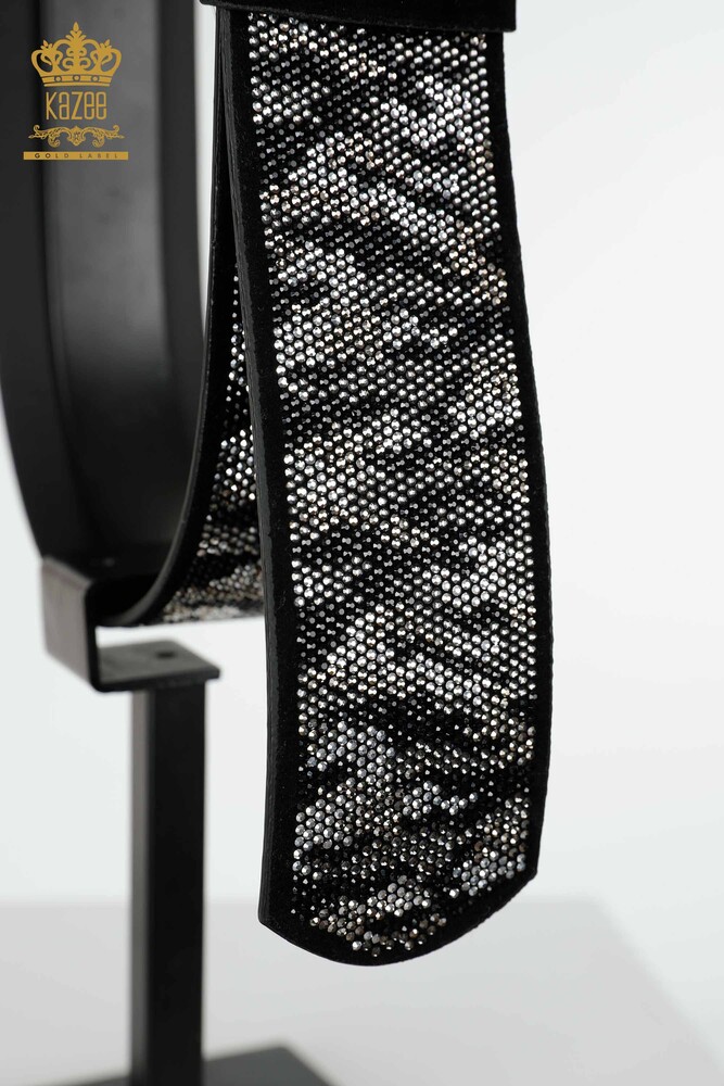 Grossiste Ceinture Femme Cristal Pierre Brodé Noir - 507 | KAZEE - 3