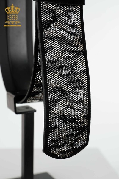 Grossiste Ceinture Femme Cristal Pierre Brodé Noir - 507 | KAZEE - 3