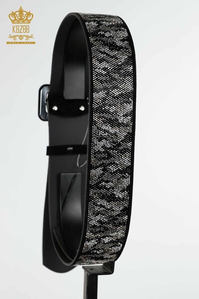 Grossiste Ceinture Femme Cristal Pierre Brodé Noir - 507 | KAZEE - 5