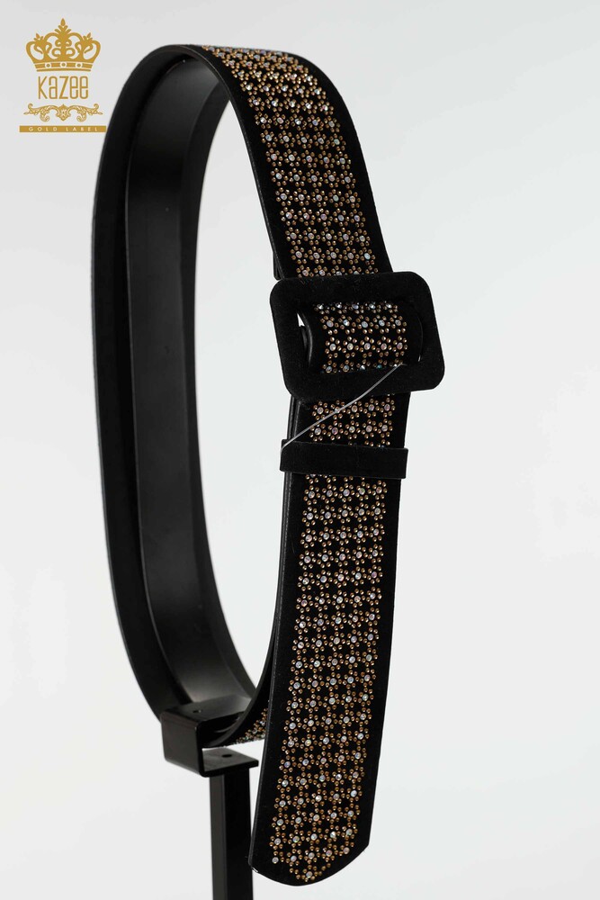 Grossiste Ceinture Femme Pierre de Couleur Brodée Noire - 501 | KAZEE - 4