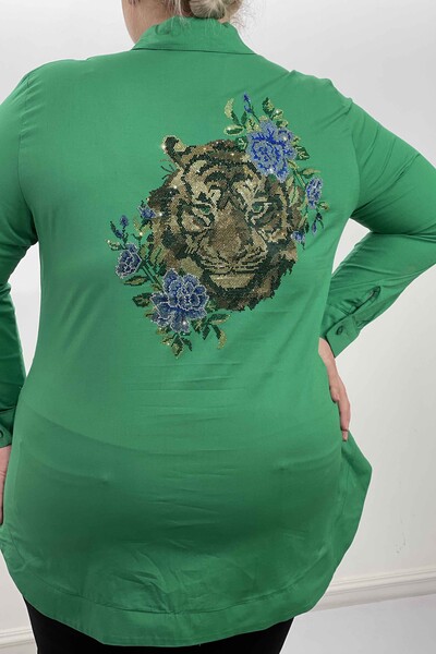 Vente en gros de chemise en pierre à motifs tigre et fleur pour femme. - 20000 | KAZEE - Thumbnail