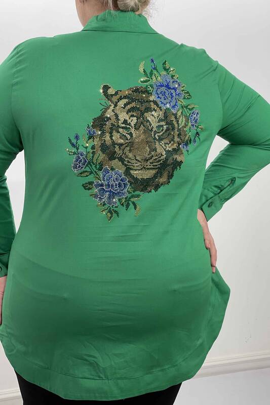 Vente en gros de chemise en pierre à motifs tigre et fleur pour femme. - 20000 | KAZEE