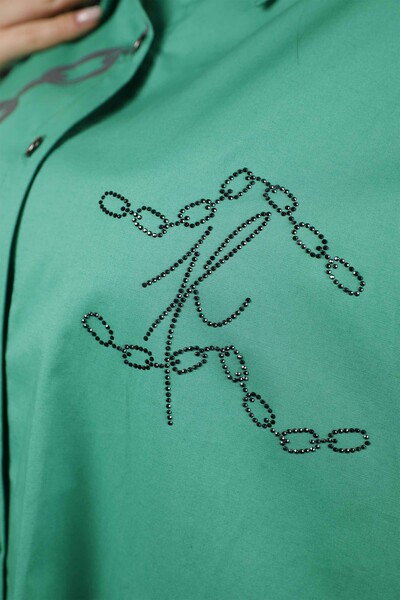 Vente en gros Chemise à motif de chaîne longue à l'avant et à l'arrière pour les femmes - 20078 | KAZEE - Thumbnail