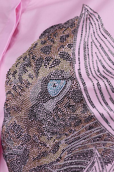 Vente en gros de chemise brodée de pierres à motifs léopard pour femmes - 17052 | KAZEE - Thumbnail
