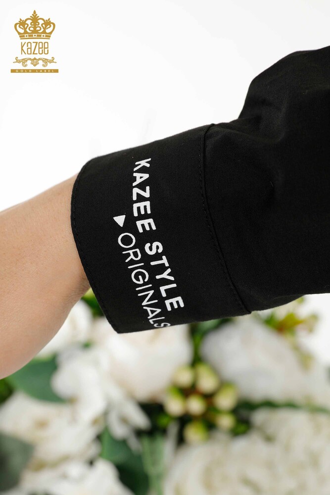 Grossiste Chemise Femme - Bouton Détaillé - Noir - 20328 | KAZEE - 6