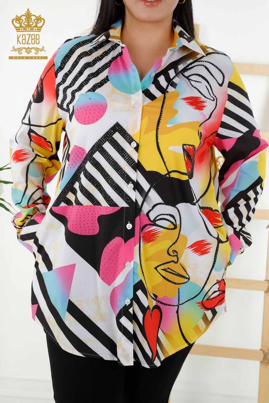 Vente en gros de chemises pour femmes imprimées numériquement - 20358 | KAZEE