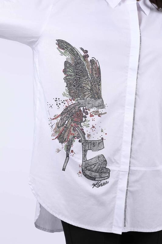 Vente en gros de chemise en pierre oversize à motifs de papillons pour femmes - 20066 | KAZEE