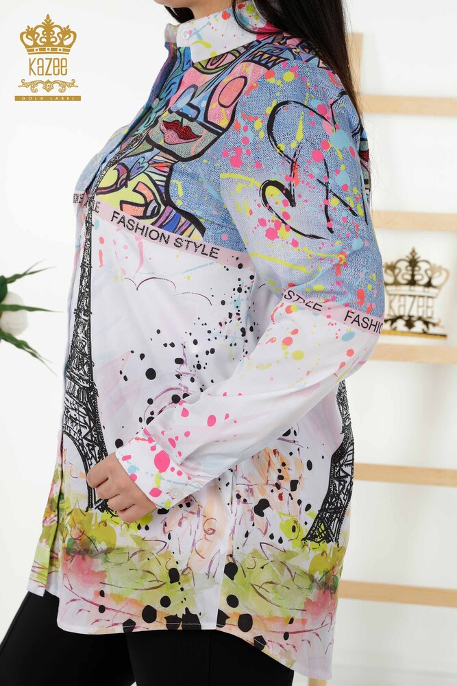 Vente en gros de chemise pour femme avec motif numérique brodé de pierre - 20362 | KAZEE - 6