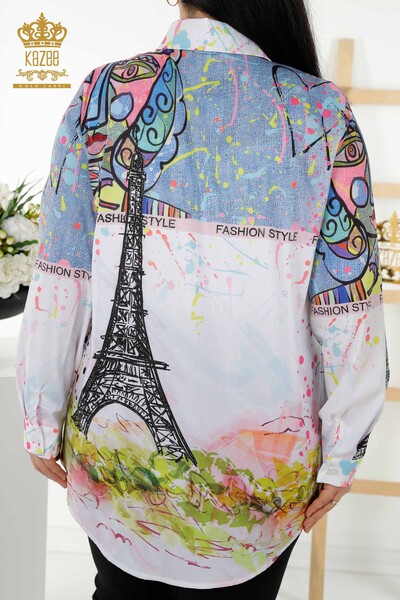 Vente en gros de chemise pour femme avec motif numérique brodé de pierre - 20362 | KAZEE - 7