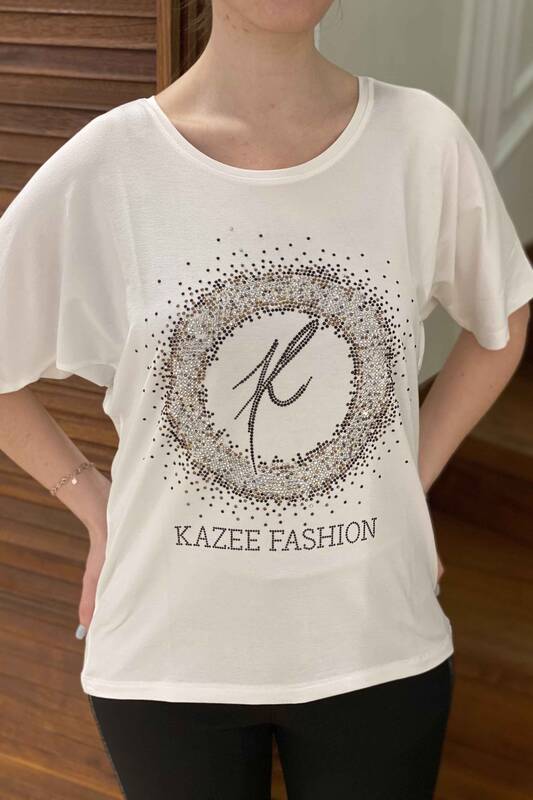 vente en gros chemisier avec pierres colorées encolure ronde pour femme - 77568 | Kazee