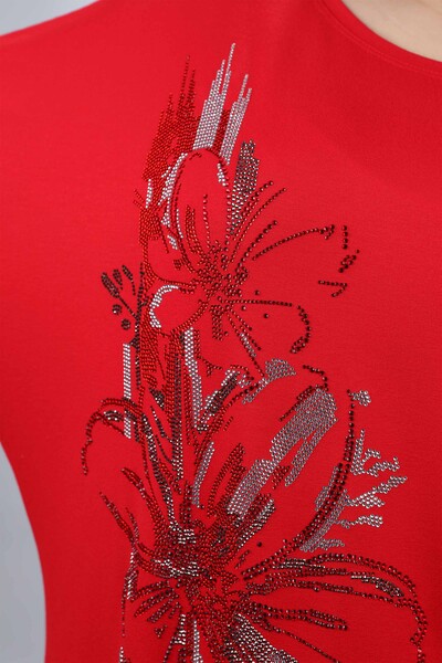 Vente en gros de chemisier à motifs floraux en pierre de cristal pour femme - 77881 | KAZEE - Thumbnail