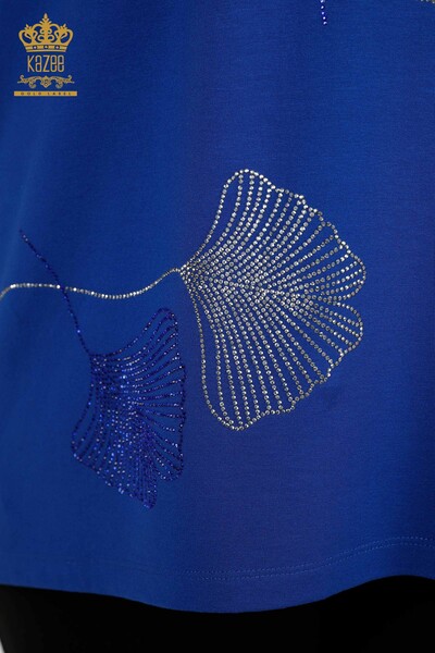 Grossiste Chemisier Femme - Motif Feuilles - Sax - 79318 | KAZEE - 4