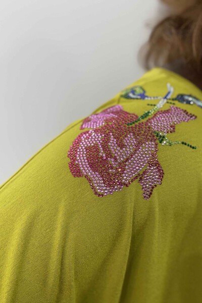 Vente en gros de chemisier brodé en pierre à motif floral pour femme - 77658 | KAZEE - Thumbnail
